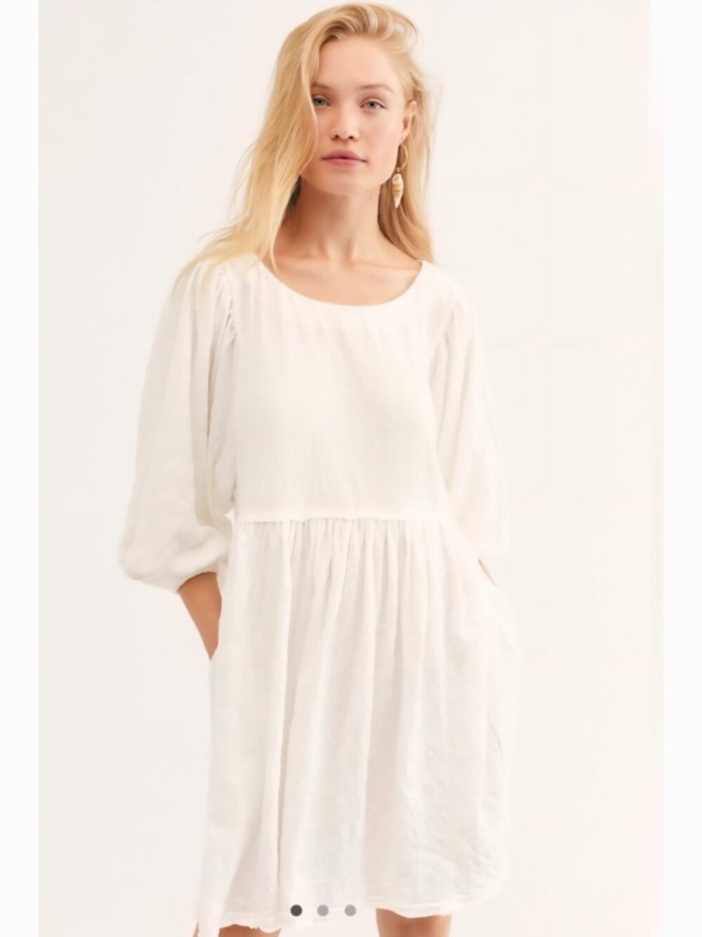FP Beach Free People Get Obsessed Babydoll Dress White Crinkled Texture size XL